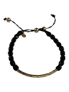 Amelia Rue Beaded Adjustable Black & Gold Tone Bracelet